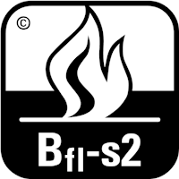 Brandgedrag Klasse B fl-S2: Vloer wat nauwelijks bijdraagt aan het ontstaan of verplaatsen van de brand. S2 betekent dat de vloerbedekking een gemiddelde hoeveelheid rook ontwikkelt.