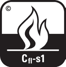Brandgedrag Klasse C fl-S1: Vloer is redelijk brandbaar. S1 betekent dat de vloerbedekking een minimale rook produceert.